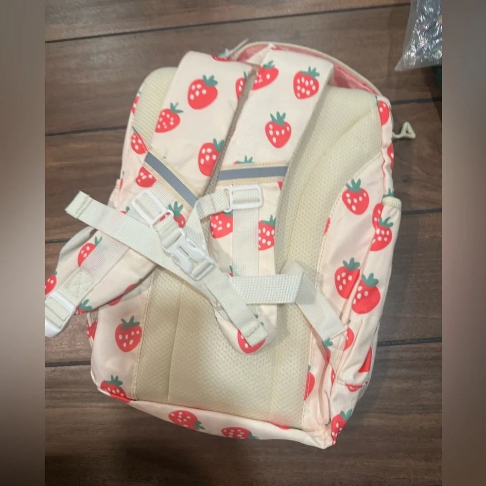 Strawberry print 3-in-1 School Backpack Set, Waterproof Bookbag